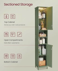 Bathroom Tall Storage Cabinet with Lights,