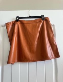 Cognac Faux Leather Mini Skirt XL