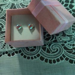Valentine’s Heart Rainbow Cubic Zirconium Fine Silver Plated Earrings 