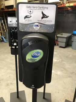 Stands plus product dial sanitizer