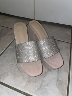 Pink Blush Silver Rhinestone Heels
