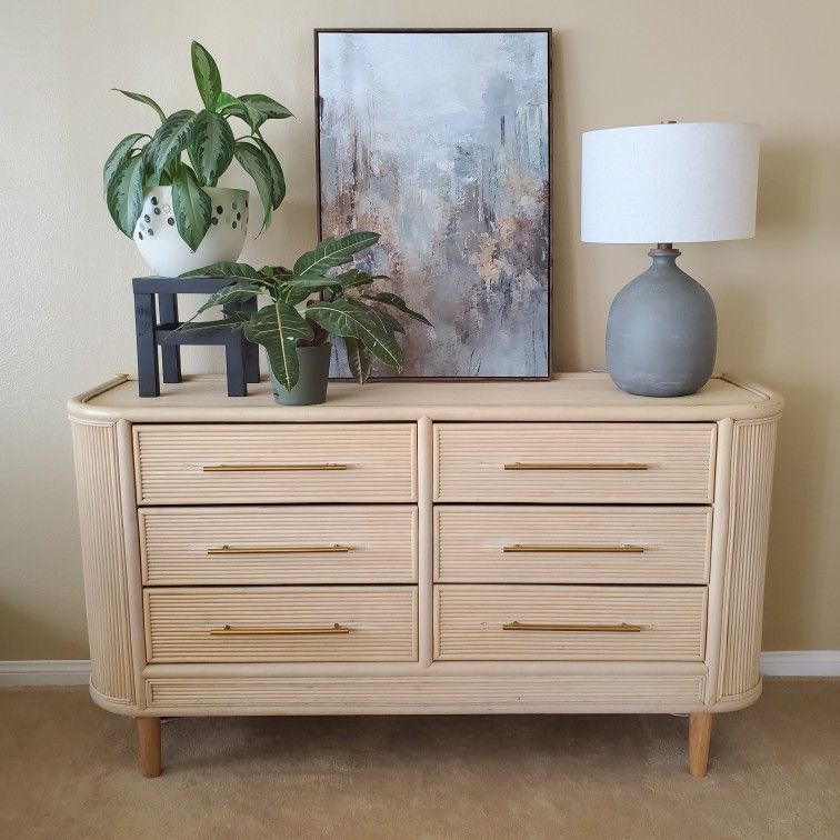 Vintage Fluted Pencil Reed Dresser