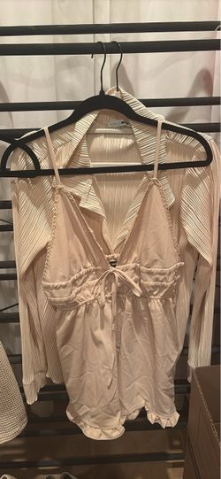 Women’s Neutral Going-Out Bundle – Romper, Top & Blouse