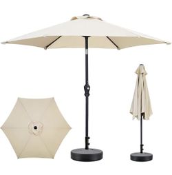 7.5ft Outdoor Patio Umbrella with Push-Button Tilt & Crank Operation, Perfect for Garden, Lawn, Deck, Backyard, & Pool