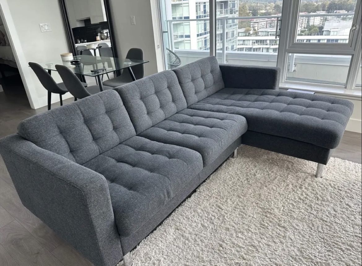 *Free Delivery* Gray Ikea Sectional Couch Sofa