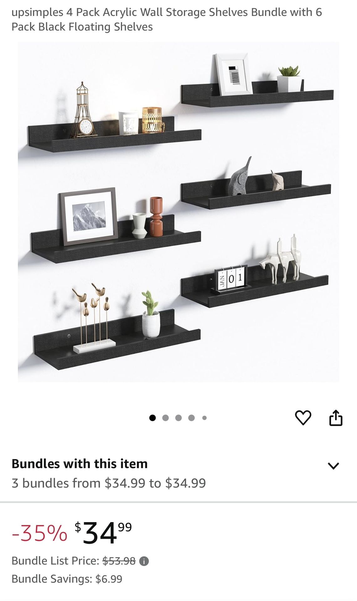 Black Acrylic Floating Shelves 