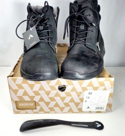 NEW IN BOX ANODYNE MEN'S 14W  #90 TRAIL WORKER BOOTS LEATHER BLACK COMBAT BOOTS.