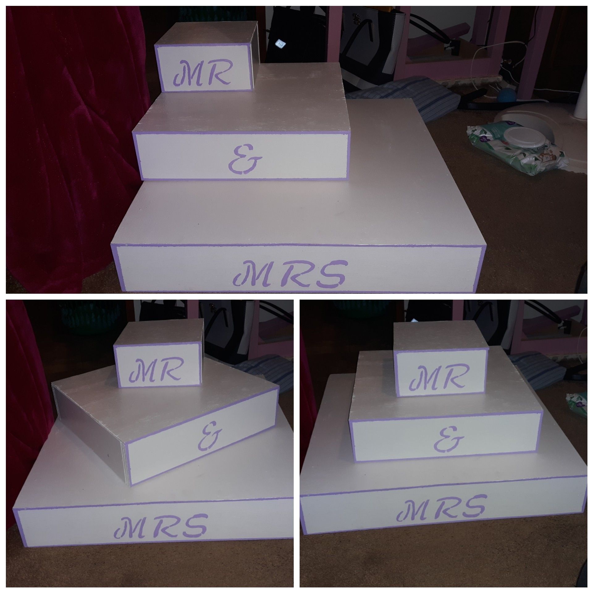 Wedding Reception decorations. Cupcake tier, card box, photo props, wooden sign, custom cup holder. misc other