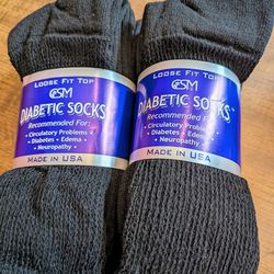 Diabetic Crew Socks Black Sock Size 10 To 13