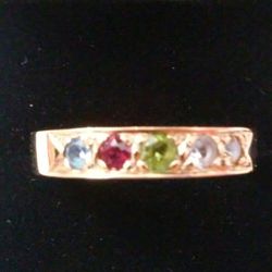 5 Stone Mother's Day 14k Gold Ring $495