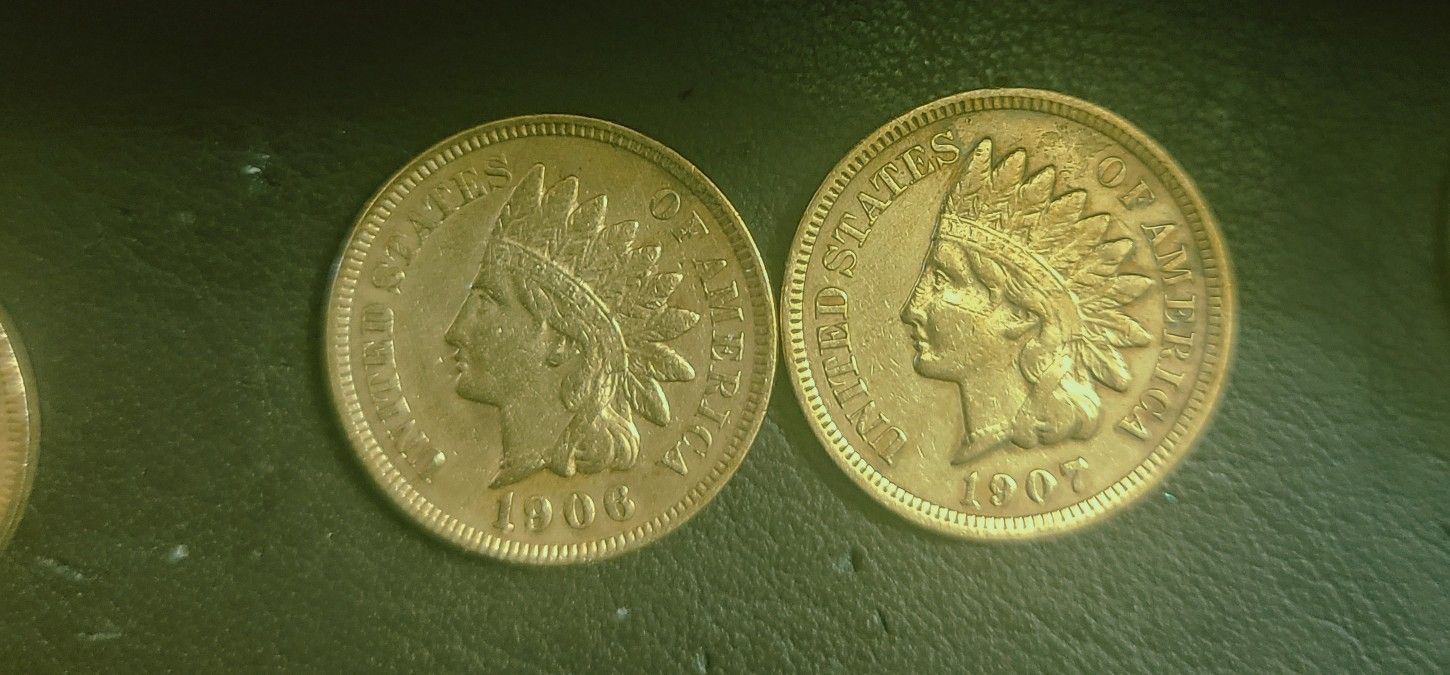 Indian Head Penny 1906 And 1907 Both Full Liberty 