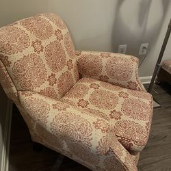 Upholstered Wing Chair And Footstool 