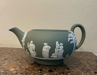 Beautiful Vintage Wedgewood Sage Green Jasperware Mini Teapot w/out Lid