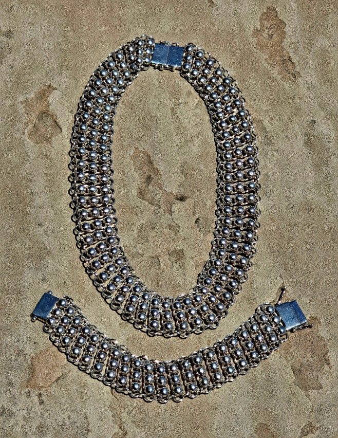 Vintage Taxco 950 Silver Beaded Necklace/ Bracelet