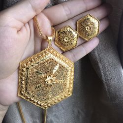 22k Gold Plated Jewelry Set Pedant Studs Jewellery 