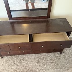 Lowboy Credenza w/ Mirror  & 6 Drawers For Sale