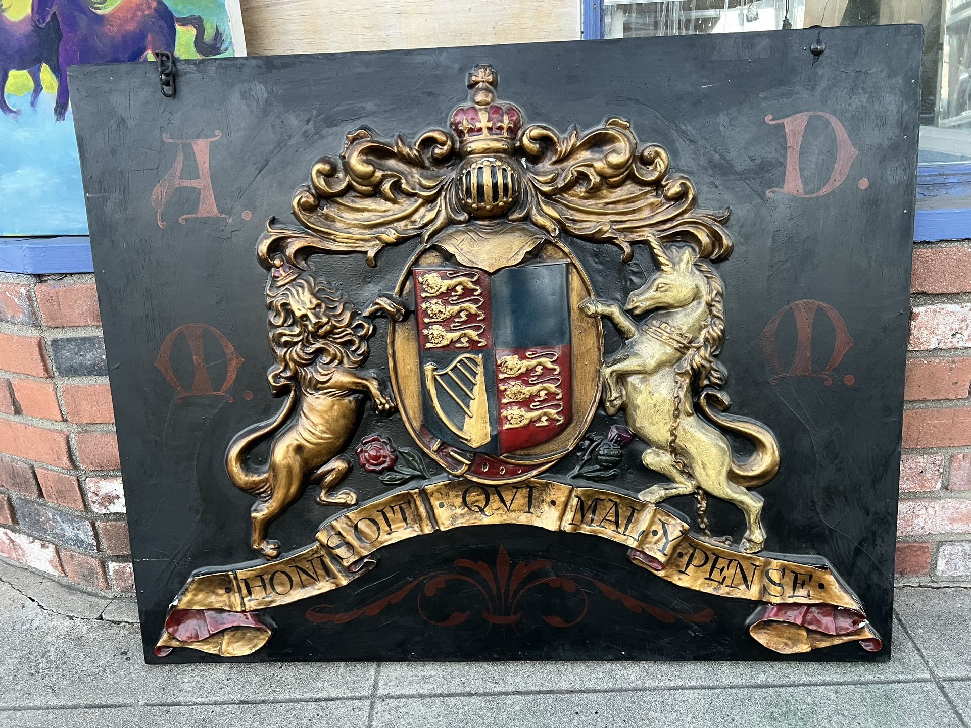 Beautiful Vintage Relief 3 Dimensional Hand painted British Coat Of Arms 4 X 2,All Products : American Fashion Style Bags On Sale