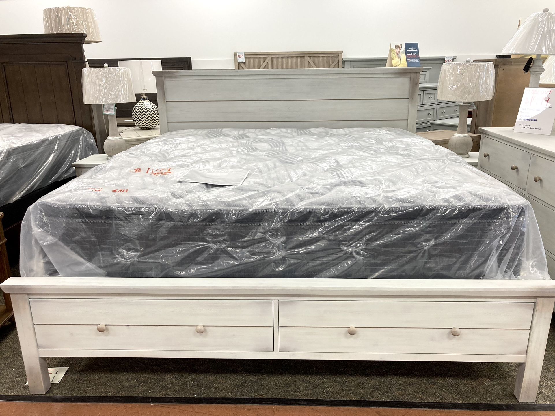 New King Storage Bed — CLEARANCE