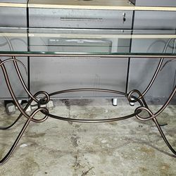 Glass table set. ( heavy) Bronze in color