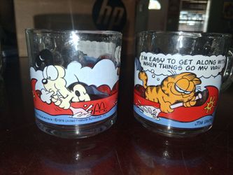 1978 Garfield vintage McDonald's glass cups