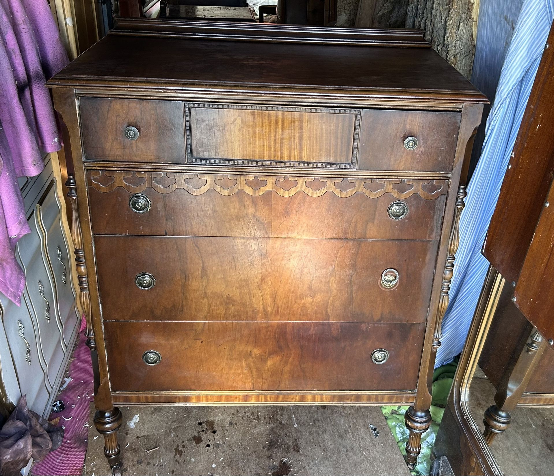 Rare antique chest of drawers vintage dresser bronze brown L34”*D19”*H43”(address in description)