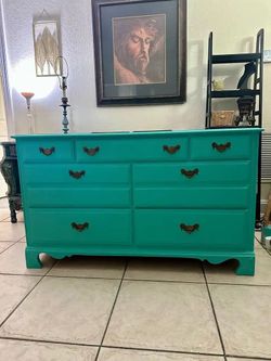 American Drew solid wood teal dresser/ buffet/ Sideboard