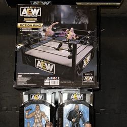 AEW ACTION FIGURES + AEW POP UP ENTRANCE STAGE + AEW ACTION RING 