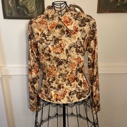 Retro Floral Western Blouse 