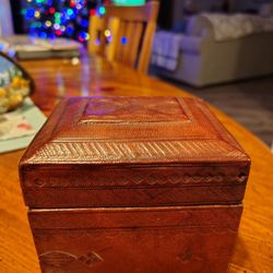 Leather Covered Wooden Trinket Box