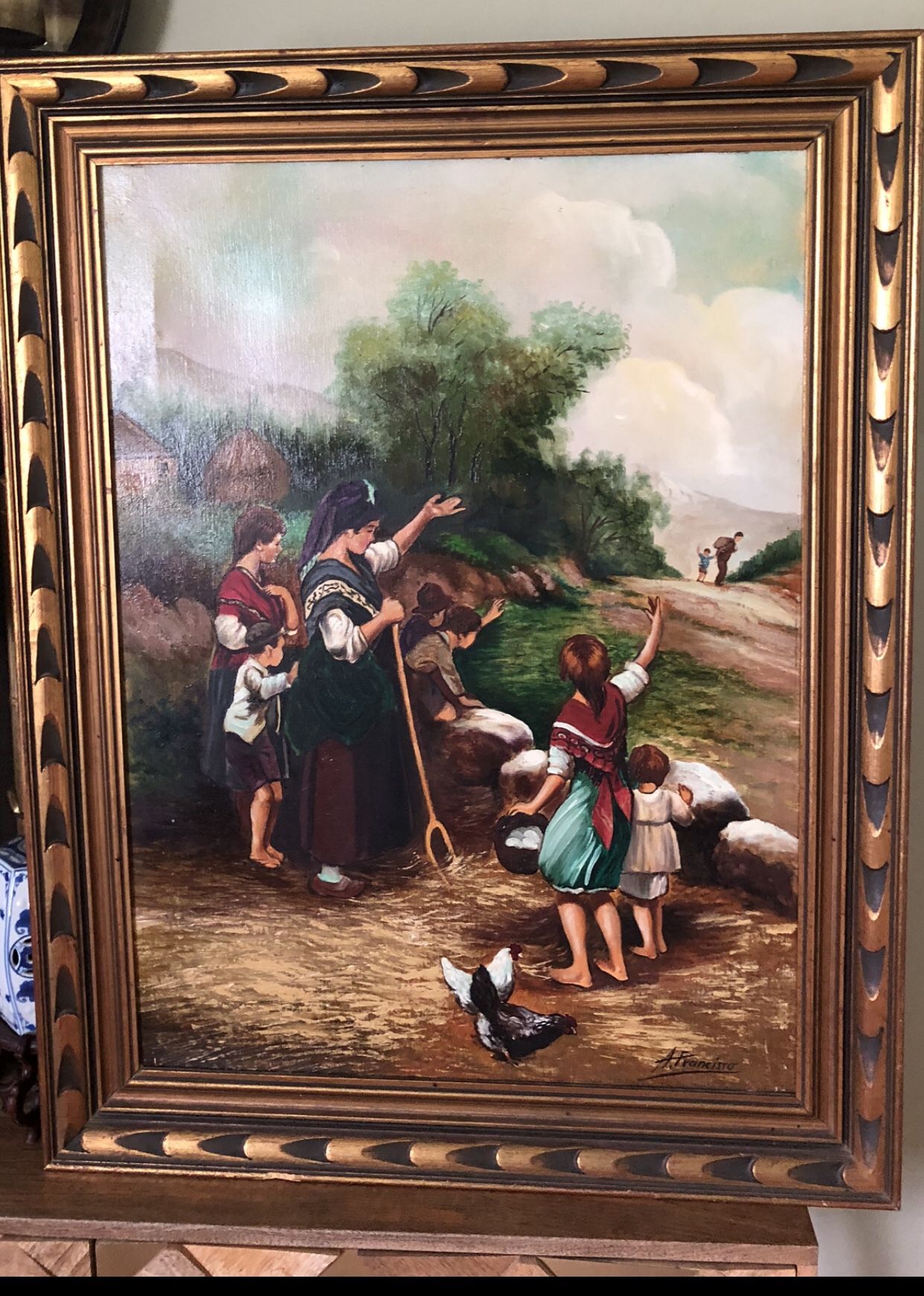 Vintage Oil Painting From Spain Signed 