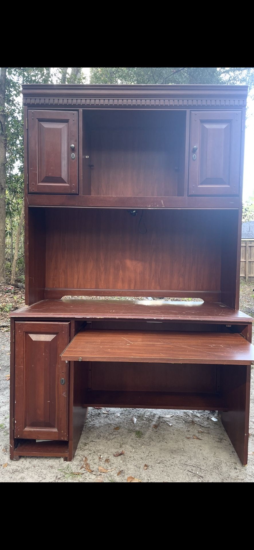 Vintage Desk with pull out table and cabinets.