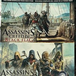 Assassin’s Cred IV  Black Flag and Assassin’s Creed Unity Xbox one download code x 10 x $10.00 = $100 take 1 take them all