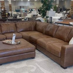 New/ Leather 5-piece Sectional, Brown /Ashley/Sectional,seccional,couch/Delivery Available/Ask For A Discount Code/ Financing Options 
