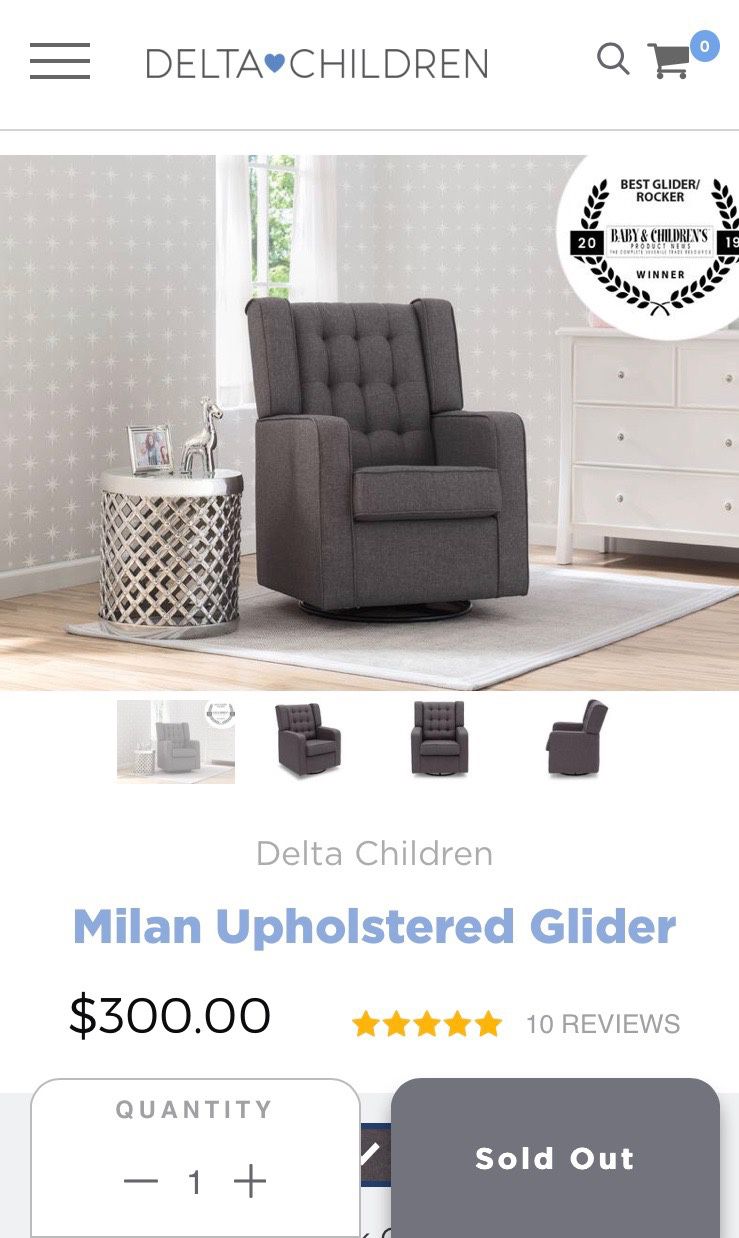 Delta Children Swivel glider grey nursery upholstered chair