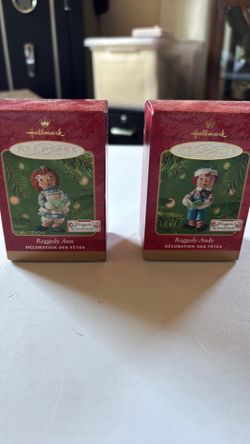 Hallmark ornaments raggedy Ann and Andy