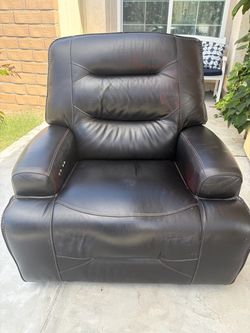 Dark Brown Leather Power Recliner Chair
