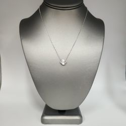 925 Silver Textured Blossom Pendant Necklace 17"