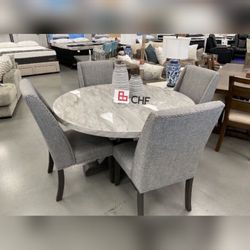 new marble top round dining table set with 4 chairs 