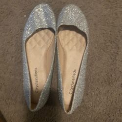 Womens Silver Flats