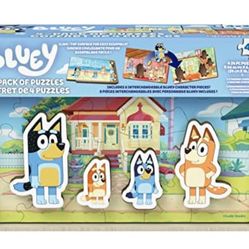 Bluey Puzzles 4-Pack Wooden Jigsaw Puzzles