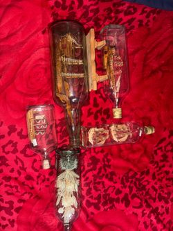 Decoration art ships in bottles