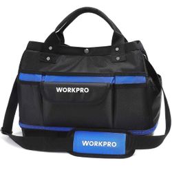 15-inch Tool Bag, Top Open, Multi-use Tool Tote with Adjustable Shoulder Strap and Waterproof Molded