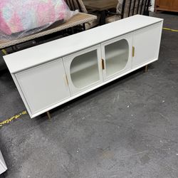 ARTPOWER 66" Modern TV Stan d with Glass Door for TVs up to 55+ inch