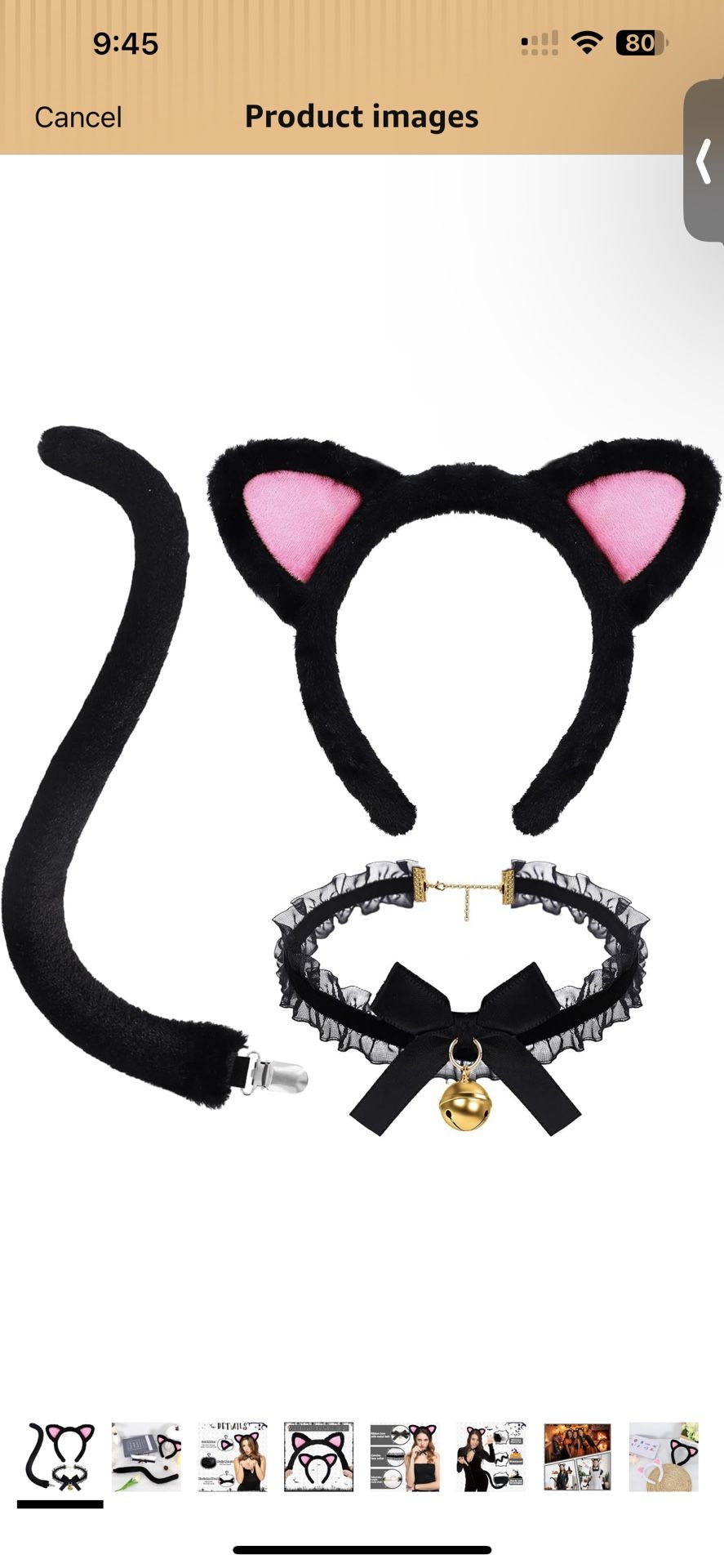 Halloween Cat Ears, Choker And Tail