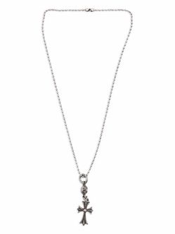 Chrome Heart Silver Cross Pendant Ball Chain Necklace