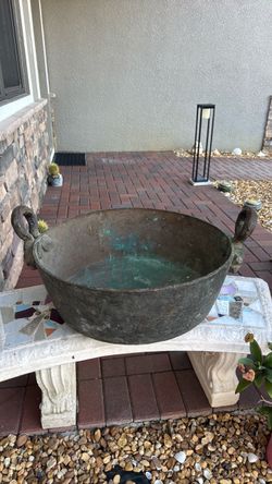 Antique handmade copper cauldron