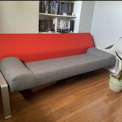 Funky Retro Inspired Futon Couch (orange and gray)