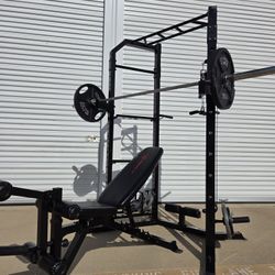 Marcy  Squat Rack  w/  Pulley  Bench  &  Weights   READ BELOW.  DR0P0FF AVAIL.  FIRM PRICE 