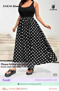Black Poka Dot Dress Size 0XL 