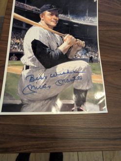 Signed autograph picture  of Mickey Mantle